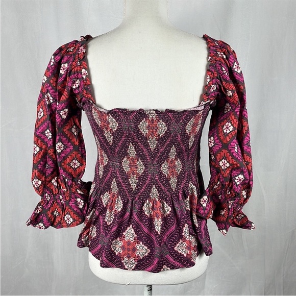 Anthropologie Conditions Apply Smocked
Sweetheart Blouse Pink Purple Small - Picture 9 of 10
